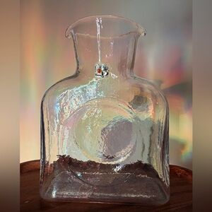 Vintage Blenko Art Glass Water Bottle 384 Sapphire Blue 80s